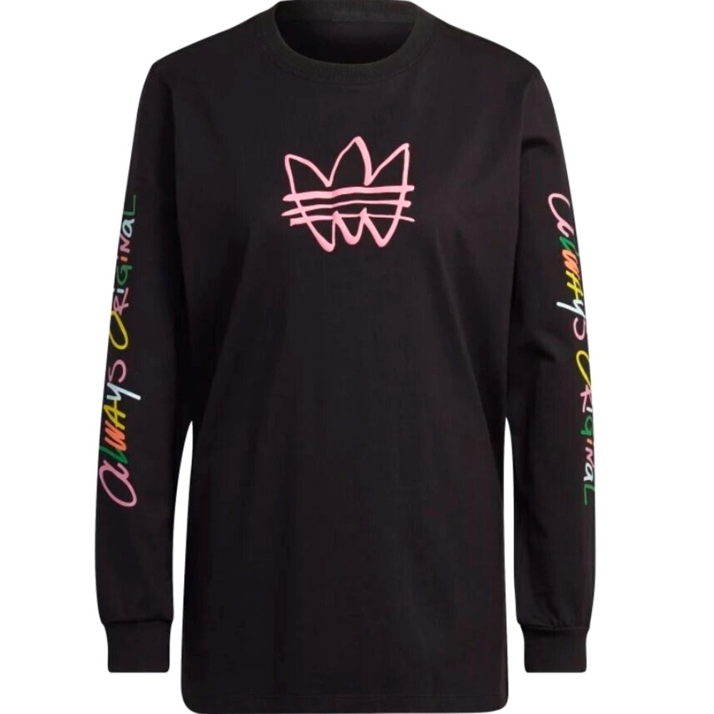 Adidas Women’s XS Black Long Sleeve Tee with Colorful Graphics NWT